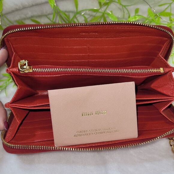 Miu Miu Long Full Zip Around Leather Wallet Authentic - Picture 9 of 17